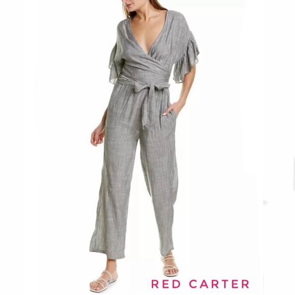 RED CARTER Wrap Top Bow Wide Pant Romper Jumpsuit